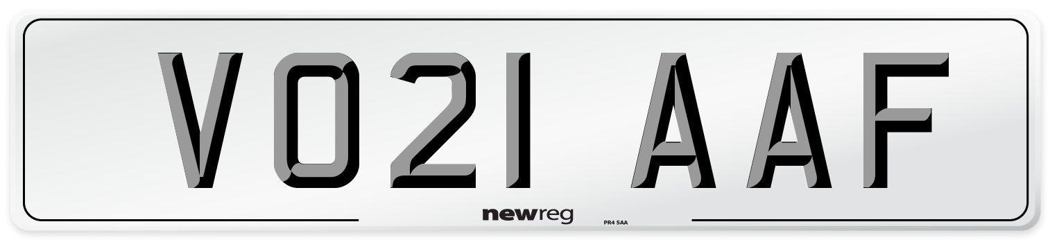 VO21 AAF Number Plate from New Reg